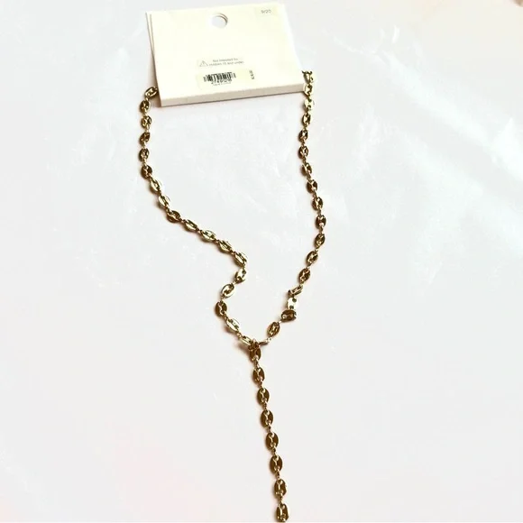 EXPRESS Gold Tone Lariat Chain Necklace NWT - Picture 6 of 6